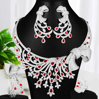 

missvikki Luxury Palm Tree Leaf Nigerian Choker Jewelry sets For Women Wedding Cubic Zircon Dubai Gold Bridal Jewelry Set 2019