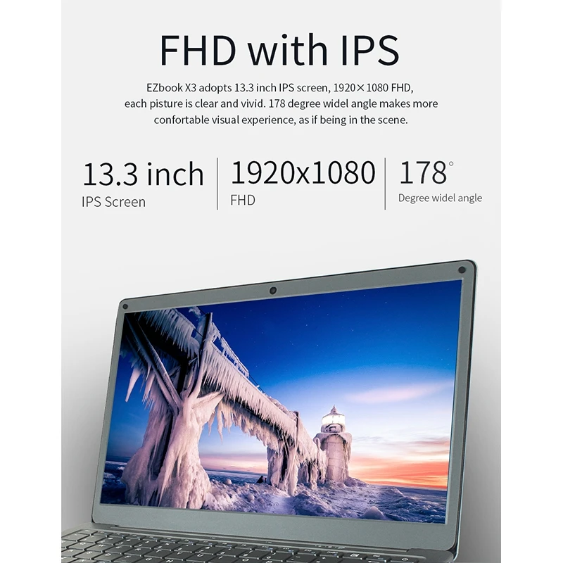 Ноутбук EZbook X3, 13,3 дюймов, ips экран, четырехъядерный ноутбук N3450, 8 ГБ/128 ГБ, металлический корпус, с разъемом M.2 SATA SSD