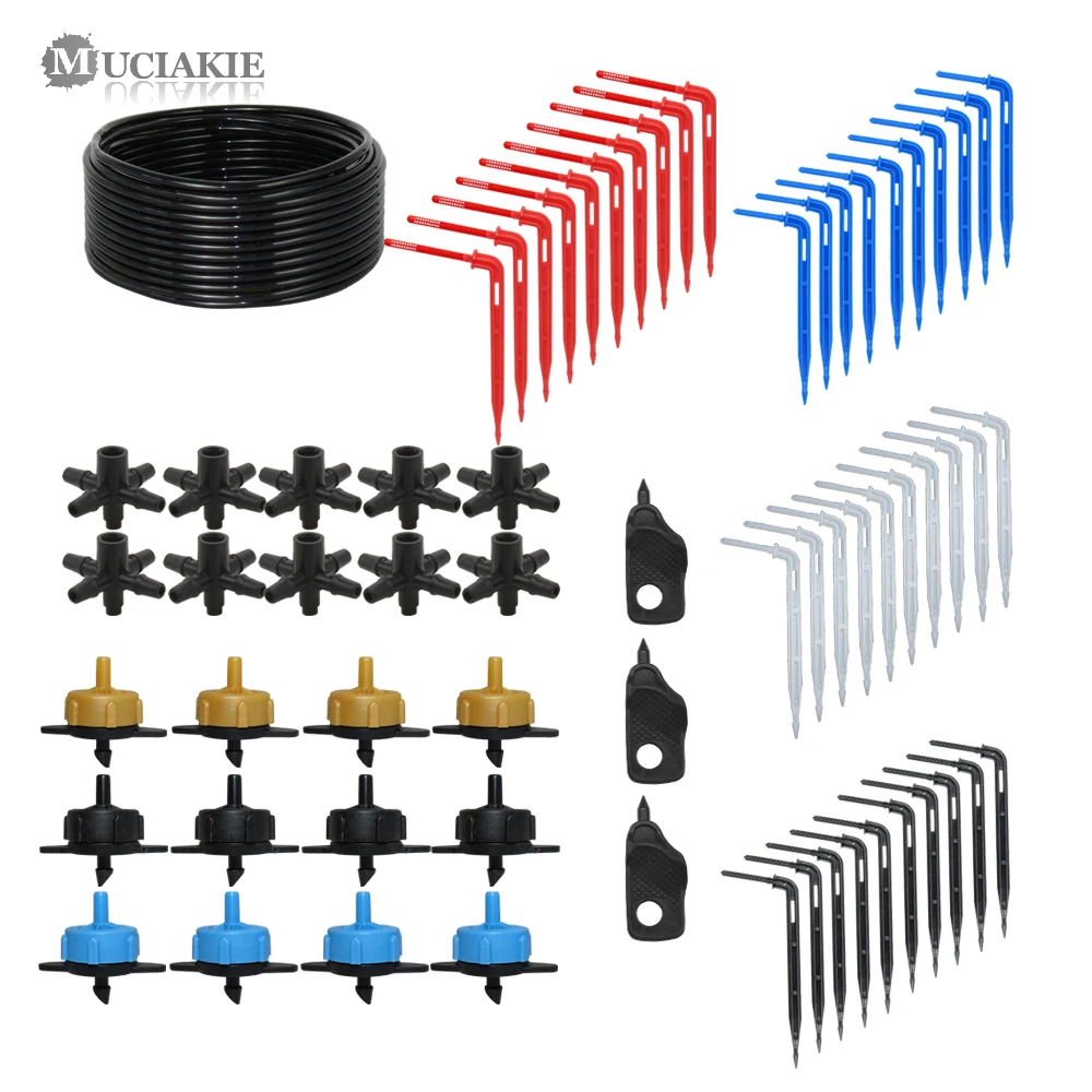 

3/5mm Micro Drip Irrigation System 2L 4L 8L Compensating Dripper Garden Red Blue White Black Elbow Arrow Emitter Watering Kit