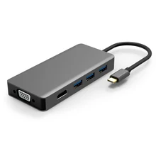 Thunderbolt 3 type c к HDMI VGA USB3.0 концентратор адаптер конвертер для Apple Mac samsung S9 Macbook Pro 2018 USB C концентратор(China)