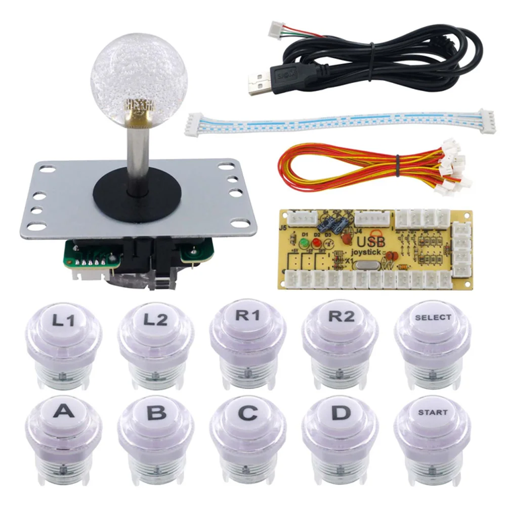 Светодиодная аркадная Кнопка джойстика DIY Kit с нулевой задержкой USB энкодер на ПК