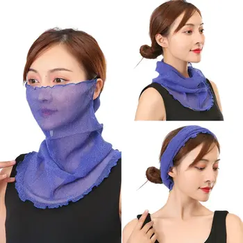 

Women Neck Gaiter Face Mask Shimmer Mesh Floral Sunscreen Earloop Scarf Headband M6CD