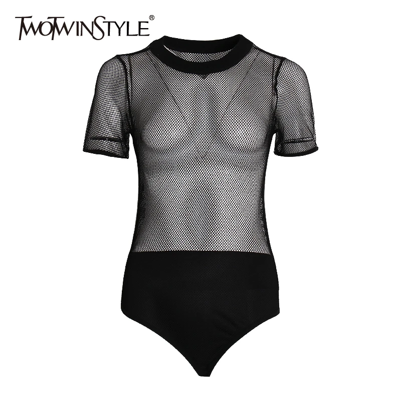 Женский комбинезон с круглым вырезом TWOTWINSTYLE вечерние комбинезоны коротким