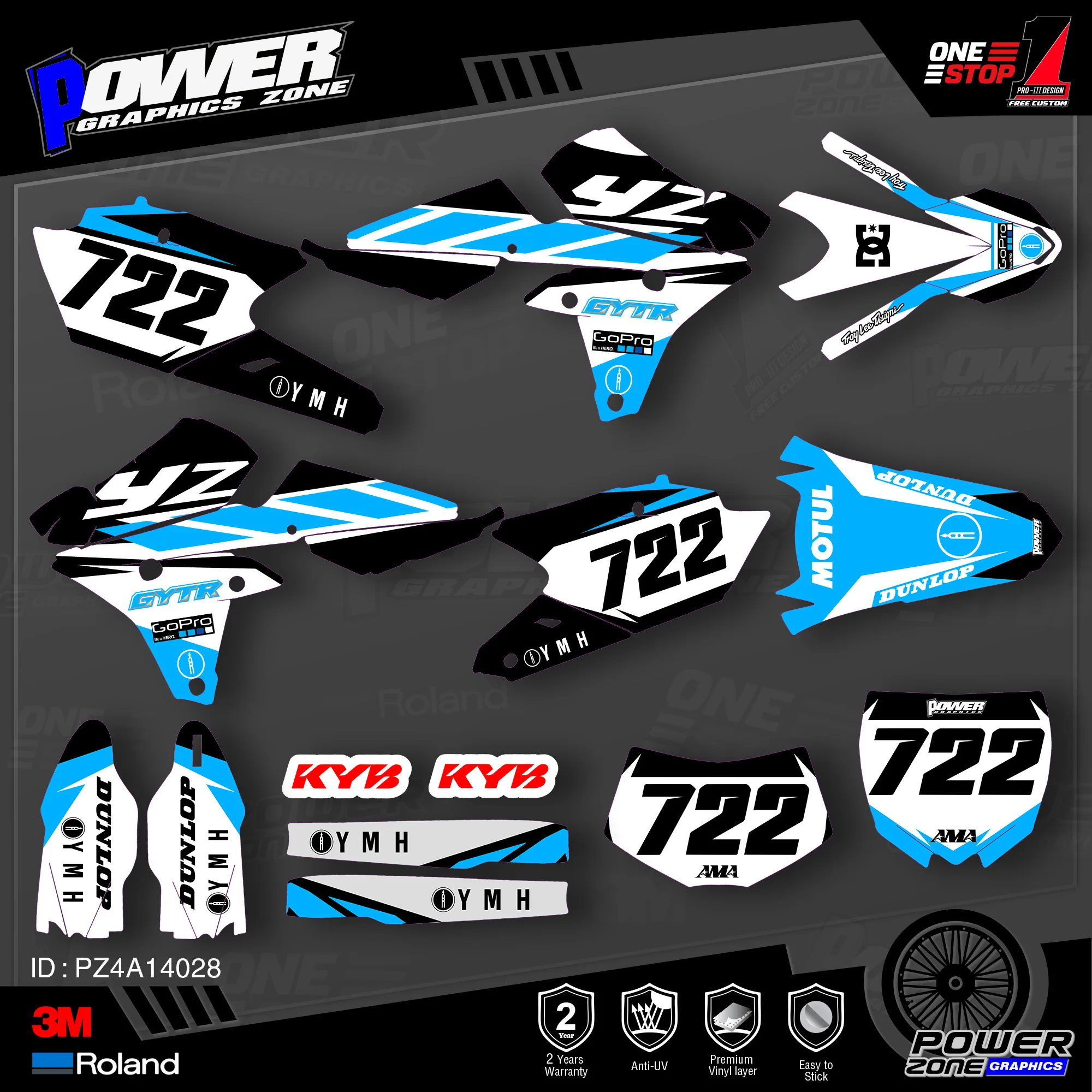 PowerZone пользовательские команды графики фоны наклейки 3 М Набор для YAMAHA 14 18 YZ250F 15