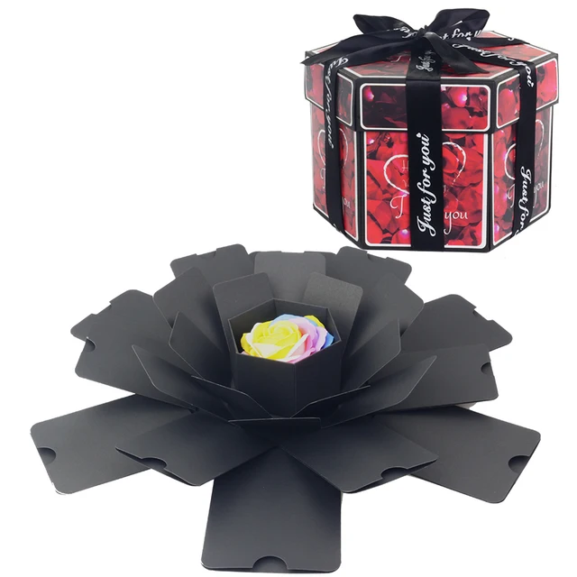 Hexagon Surprise Explosion Box DIY Handmade Scrapbook Photo Album Wedding Gift Box for Valentine Christmas Gift