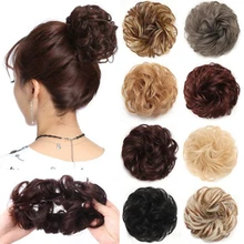 

25 Color Synthetic Elastic Hair Scrunchie Curly Chignons Hair Rope Natural Fake Hair Bun Curly Clip in Hair Ponytails Extensions