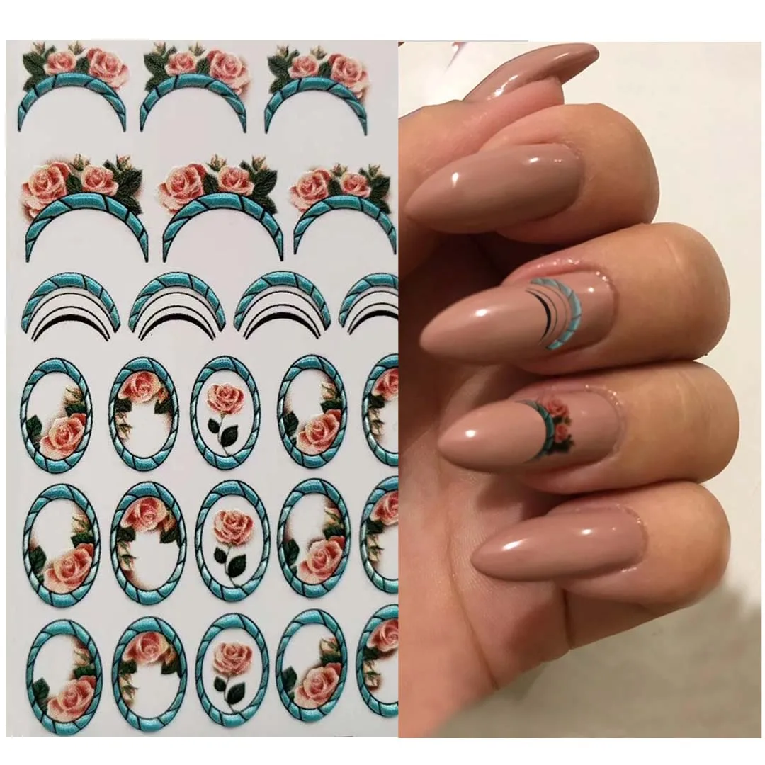 3D акриловая Выгравированная Рождественская серия наклейки для ногтей с тиснением Снеговик цветок милый лося линия воды Наклейка Empaistic ногтей воды стикер
