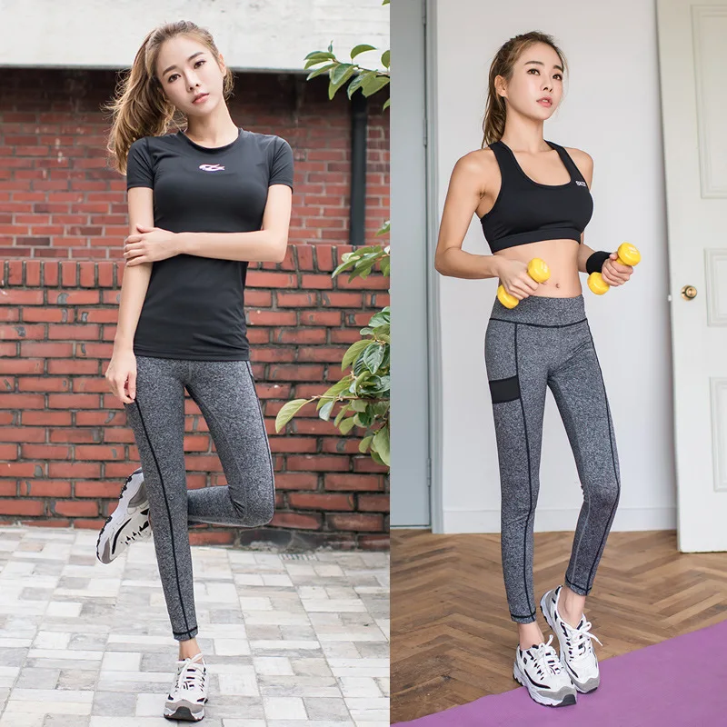 

South Korea Autumn And Winter New Style Yoga Clothes Suit Running Women's Slim Fit Slimming Sports Outdoor WOMEN'S Short Sleeved