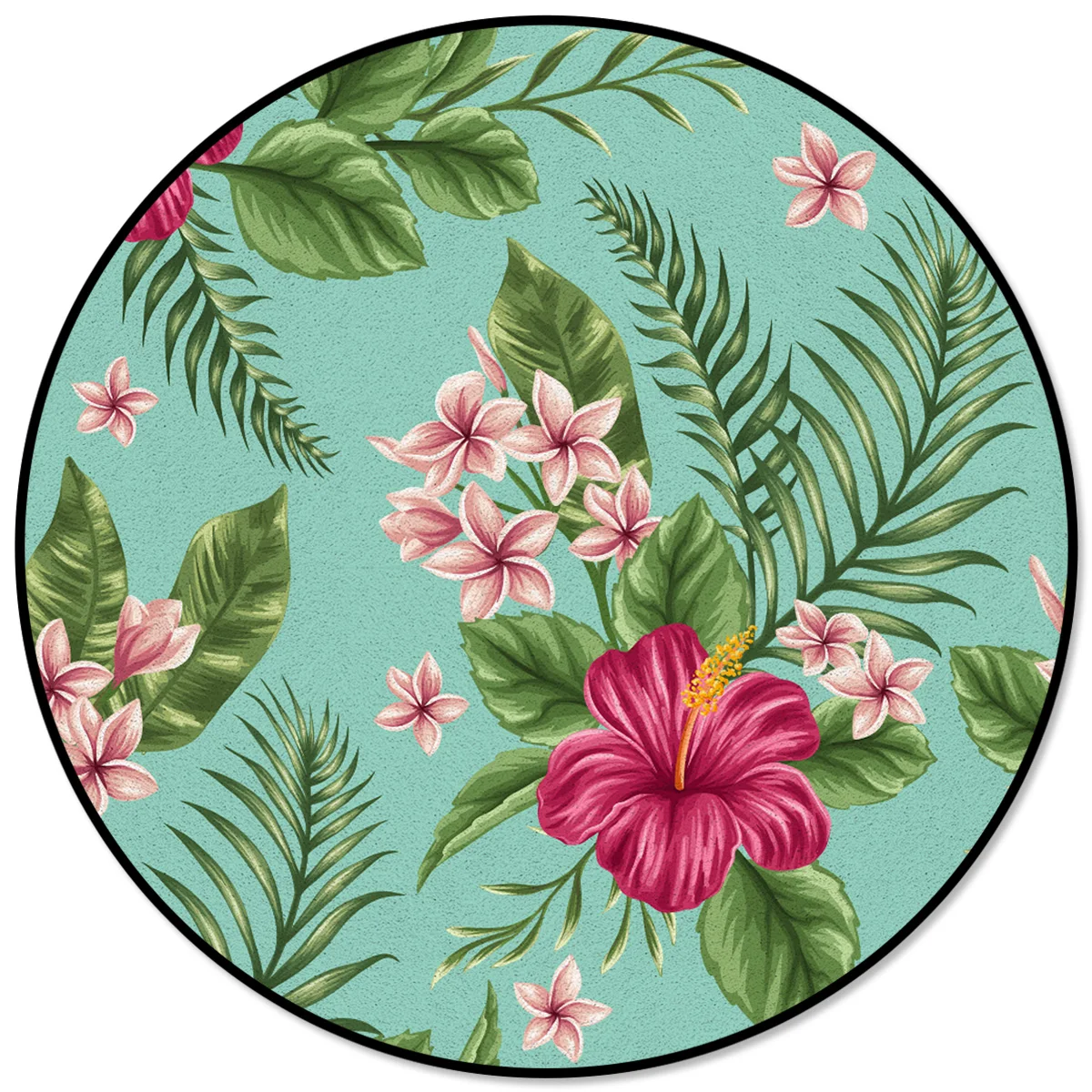 Круглый ковер с цветами, тропическими растениями, кухонные коврики, для столовой, для кормления домашних животных, пледы, коврики по индивидуальному заказу, для спальни, взрослых, подростков