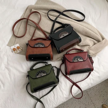 

Vintage Style PU Leather Crossbody Bags For Women 2019 Lock Designer Female Shoulder Messenger Bag Lady Small Handbags Totes