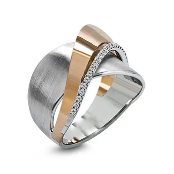 

Huitan Modern Party Finger Ring Smooth line Micro Paved CZ Stone Mix Color Fashion Jewelry For Women