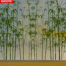 Зеленый бамбуковый лист узор наклейка матовое стекло клейкая пленка из ПВХ окно офис ванная Окно Наклейка декоративная пленка для стекла