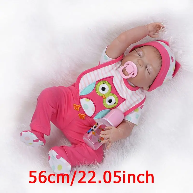 

22 Inch Sleeping Reborn Doll Realistic Soft Full Silicone Vinyl Newborn Babies Toy Clothes Pacifier Lifelike Handmade Gifts Y4QA