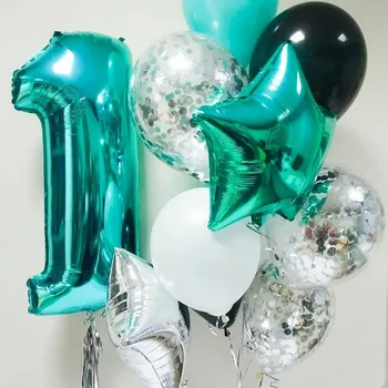

34 inch Tiffany Blue Number Foil Helium Balloons Digit Figures Balloons Birthday Party Decorations Birthdy Balloon Globos