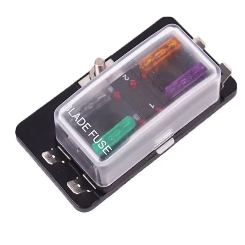 

4 Way Auto Car Power Distribution Blade Fuse Holder Box Block Panel Circuit Insurance Overload Protection Board Auto Professiona