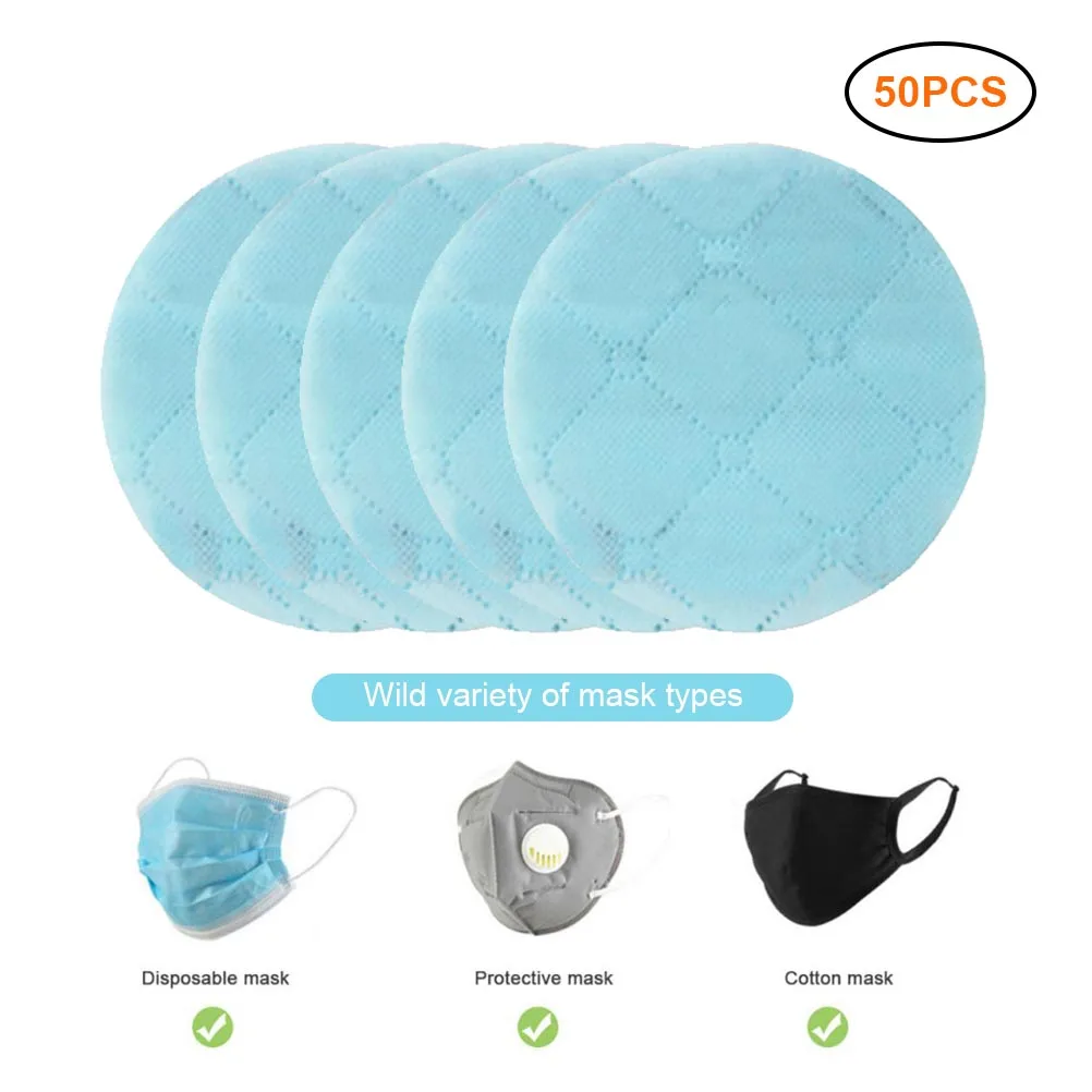 

50PCS Disposable Mask Filter 3-Layer PM2.5 Activated Filter Insert Protective Filter Media Insert For Mouth Mask Anti Dust Mask