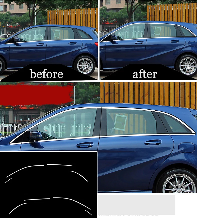 Нержавеющая сталь окна автомобиля планки для mercedes benz B180 B200 B220 B250 W246 2012 2013
