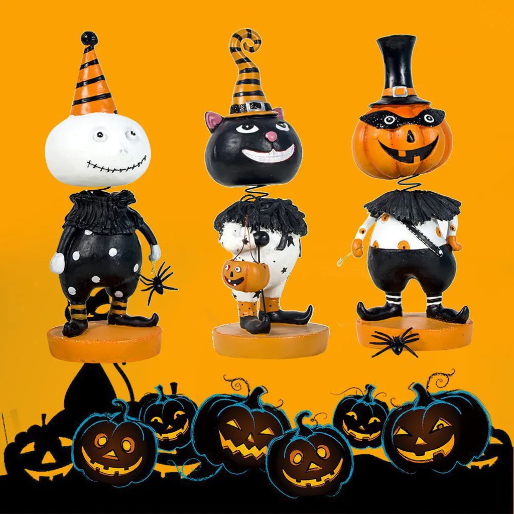 

Animated Garden Figurines Miniature Resin Crafts Halloween Props Resin Figurine Decor Doll Shaking Head Party Favor Decoration
