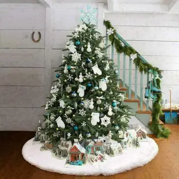 

Christmas Tree Skirt 1pc White Carpet Christmas Tree Home For Christmas New Tree Mat Base Year Decoration Skirt Floor Cover Q9O7