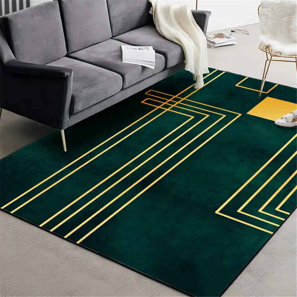 Modern Gold/Pink/Green/black Metal Carpets for Living Room Bedroom Area