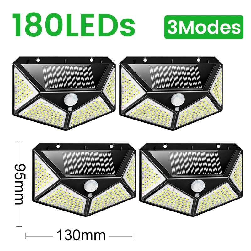 180 Solar LED Light Outdoor Solar Lamp with Motion Sensor Light LED Solar Light Outdoor Sunlight  Street Lamp for Garden Outside solar pool lights Solar Lamps