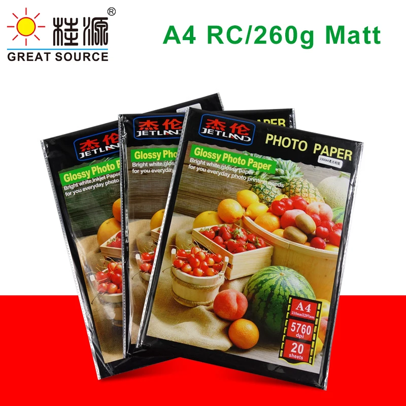 Makeasy 260g 인화지 매트 A4 RC 빠른 건조 사진 인쇄 용지 팩당 20개