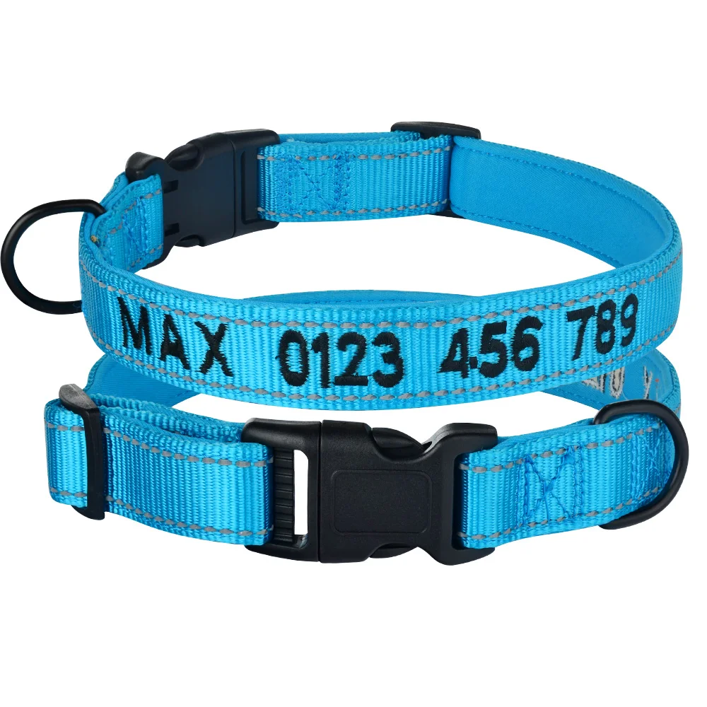 Adjustable Nylon Embroidered and Reflective Dog Collar