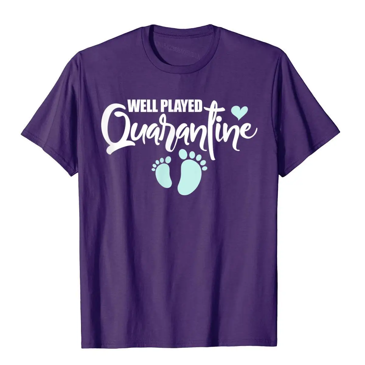 Quarantine Pregnancy Announcement Funny Mom Dad to be T-Shirt__B8672purple