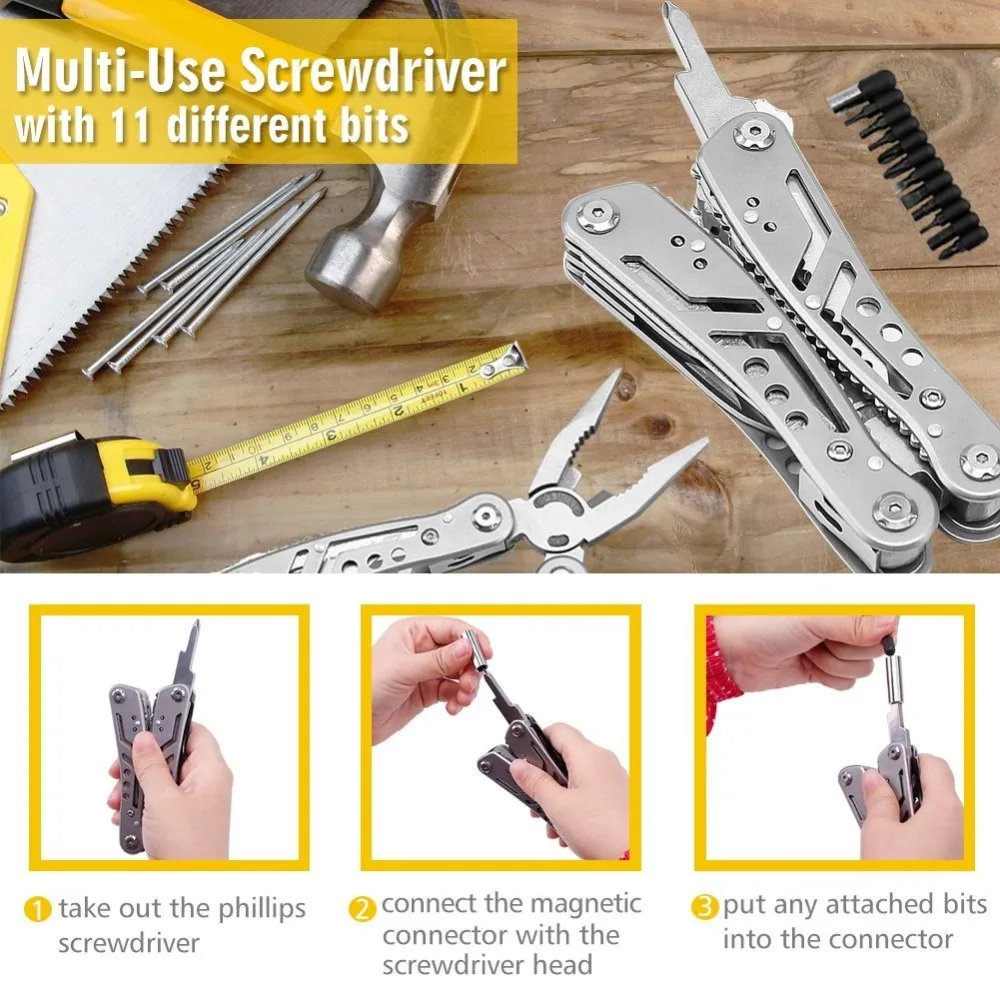Multitool 24 in 1 Pocket Outdoor Plier Army Knife Heavy Duty Stainless  Steel Multi-purpose Tool for Hunting Hiking Camping