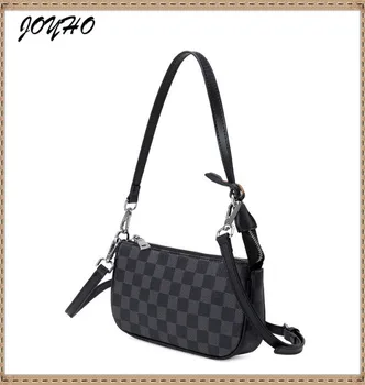 

Fashion Plaids Pattern Baguette bags MINI PU Leather Shoulder Bags For Women 2020 Chain Design Luxury Hand Bag Female Travel