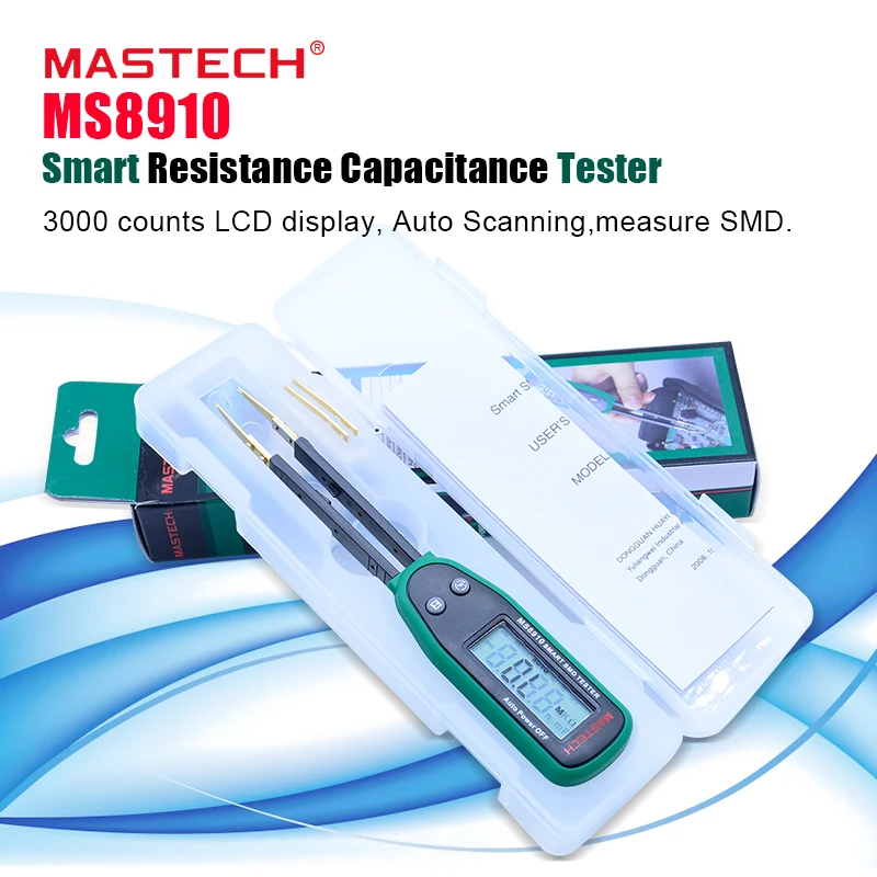 Оригинальный Смарт-тестер MASTECH SMD измеритель емкости мультиметр MS8910, 3000 отсчетов ЖК-дисплей, автоматическое сканирование, автоопределение Оригинальный Смарт-тестер MASTECH SMD измеритель емкости мультиметр MS8910, 3000 отсчетов ЖК-дисплей, автоматическое сканирование, автоопределение