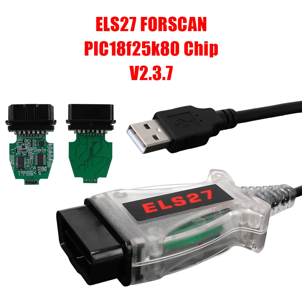 

V2.3.7 ELM327&J2534 Pss-Thru Multi-Language Works ELS27 Forscan Green PCB PIC18f25k80 Chip For Mazda Car Diagnostic Tool