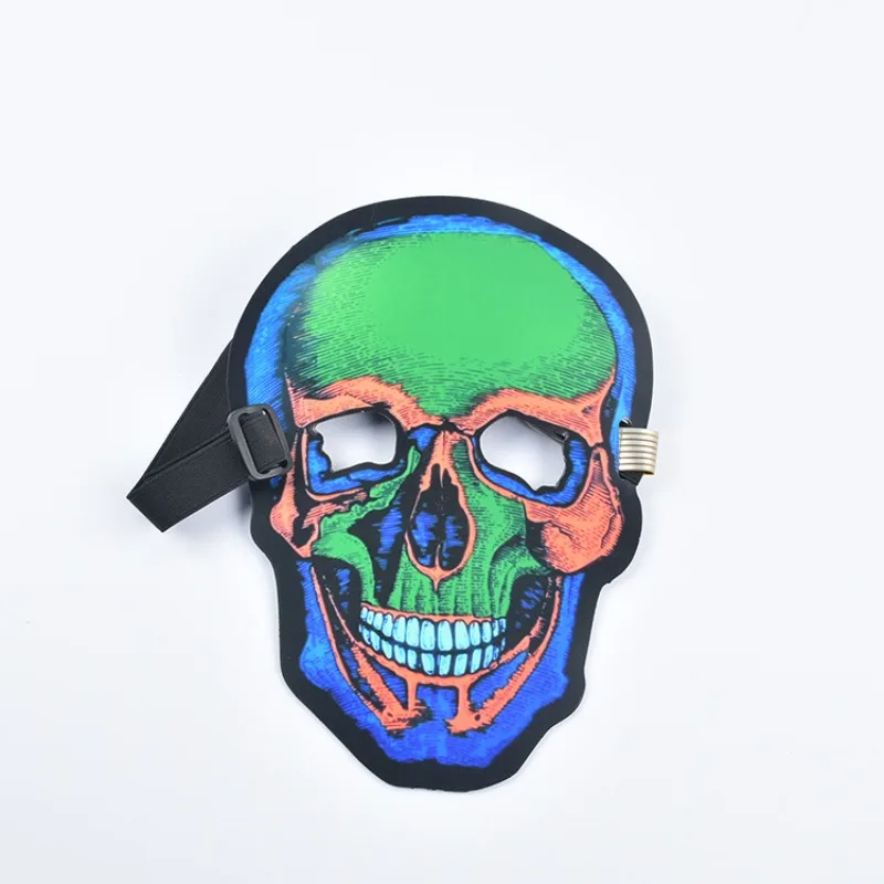 

Halloween Sound Activated DJ Music Mask LED Skull Light Up Mask Halloween Party Glowing Cosplay Accessories Full Face Cover