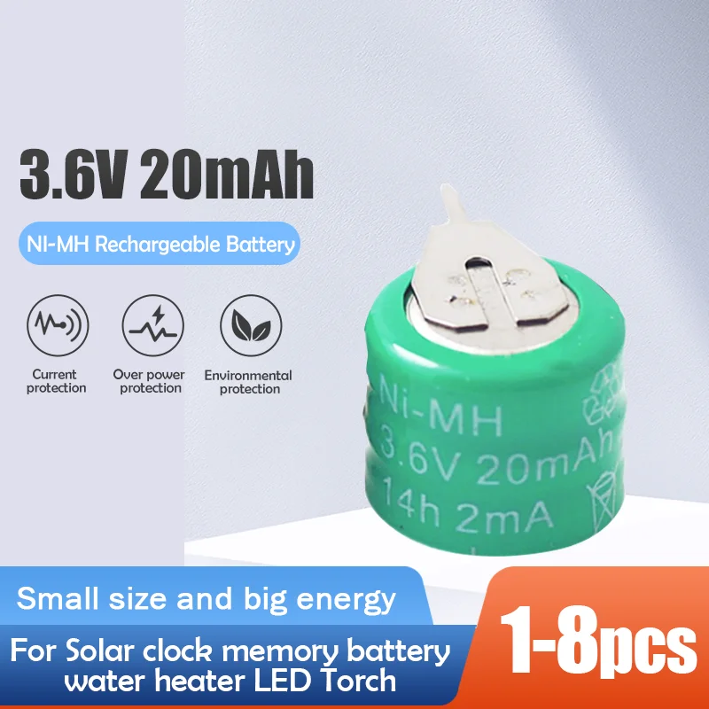 3.6V 20mAh Ni-MH Rechargeable Battery Button Coin Cell With Solder Pins For Data Backup Memory PLC Industrial Control Battery coin battery