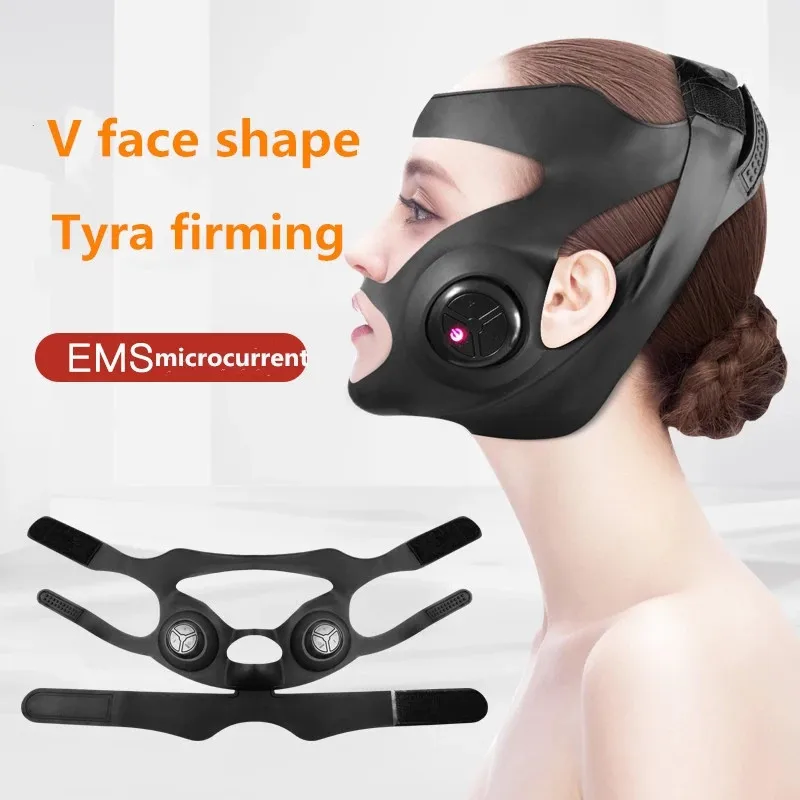 Electric EMS Face Bandage Face Lift Belt V-shaped Slimming Microcurrent Cheek Mask Vibration Massager 3 Modes