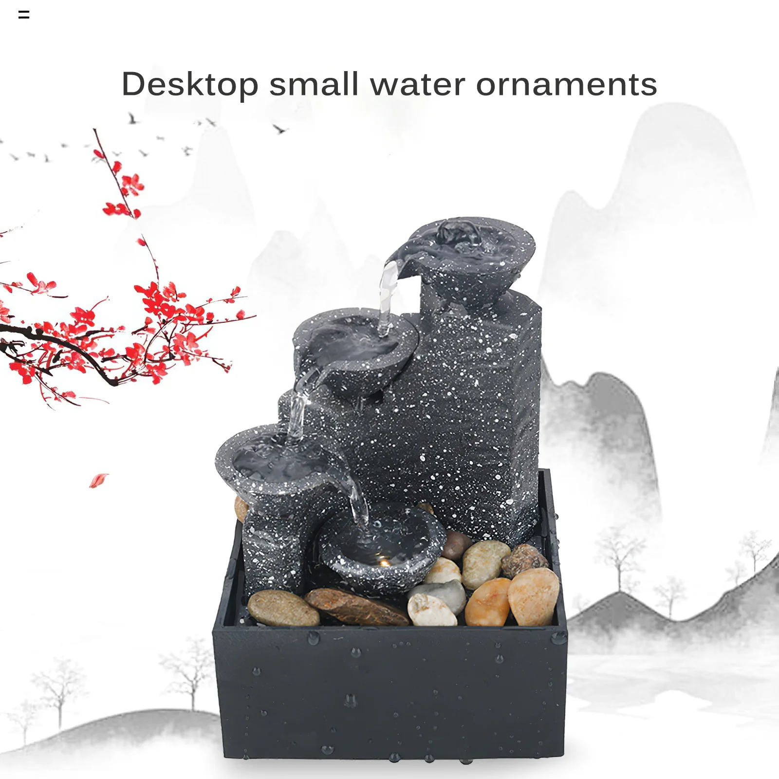 Gifts Desktop Water Fountain Portable Tabletop Waterfall Kit Soothing Relaxation Lucky Fengshui Home Decorations Zen Meditation | Дом и сад