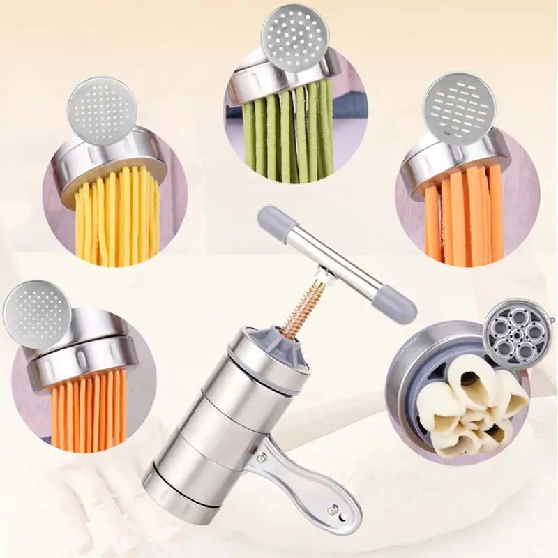 

New Household Stainless Steel Manual Pasta Machine Hand Pressure Noodle Machine Noodle Maker With 5 Models Gadget