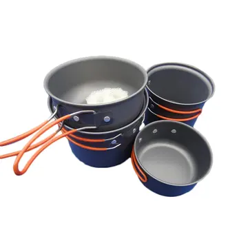 

Double Set Cup 2-3 People Camping Barbecue Set Pot Camping Tableware