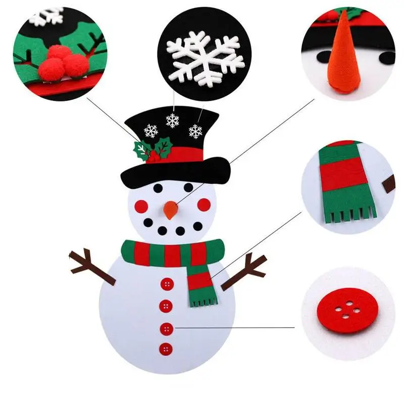 Рождественский войлочный набор Снеговик/войлочный комплект для рождественской елки с наклейкой на дверь, Настенное подвесное украшение, Рождественский подарок