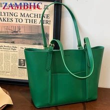 

2 Pcs Sets Women's Green Tote Bags New Fashion Large Capacity Ladies Shopper Bag Soft Leather Shoulder Bags for Women Travel Sac