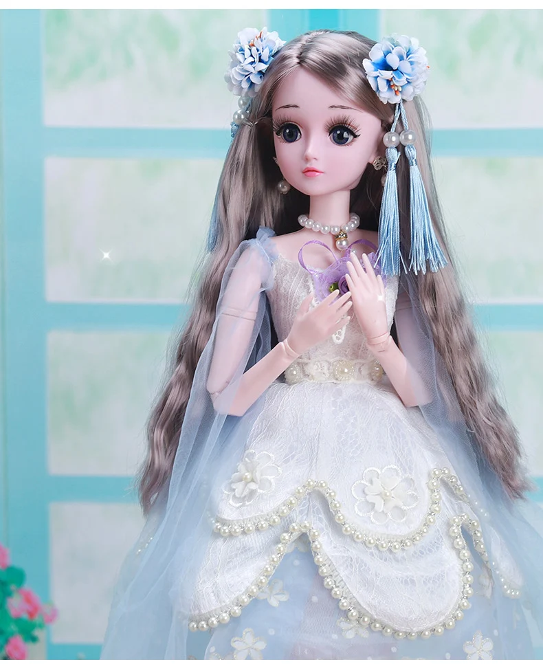 60cm doll suit girl Princess Wedding dress gift box simulation toy single dress puzzle music Princess Doll birthday gift