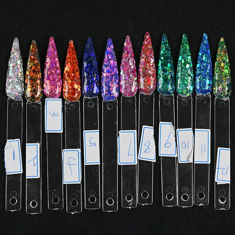 12 Colors 3 in1 Acrylic Powder 10ml Nail Extension Builder Dipping &Sculpture Powder Mixed Chameleon Carving For Manicure