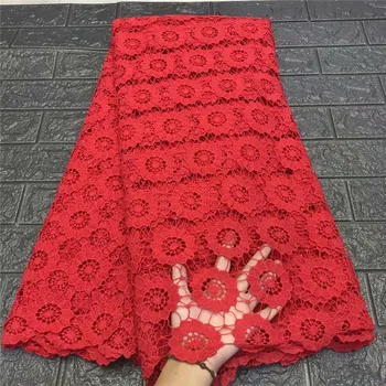 

yellow African Milk Silk Guipure Cord Lace Fabric Sequins French Water Soluble Cord Lace Fabric For Nigerian Wedding Dress red