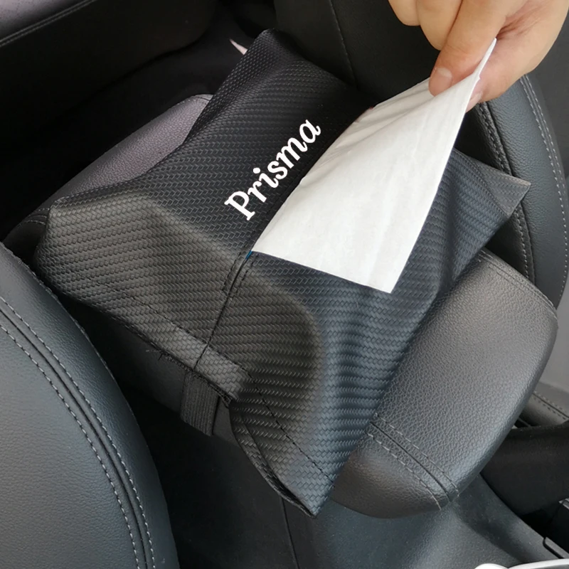 

Carbon Fiber Grain Leather Seat Back Tissue Box Car Armrest Box Tissue Box Car Interior Accessories For Chevrolet Prisma