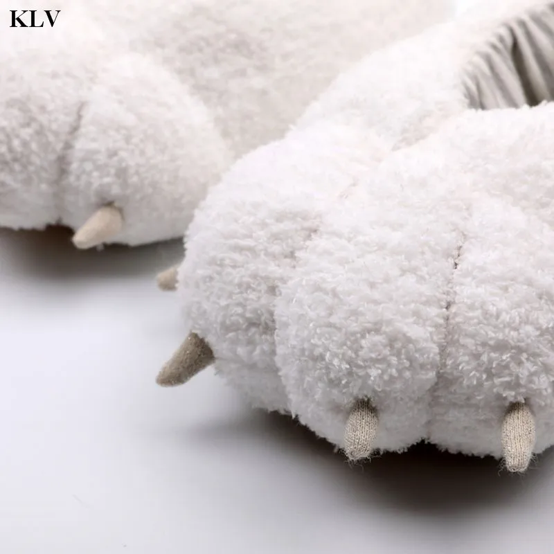 Bonito dos Desenhos Brinquedo de Pelúcia Criança Crianças Inverno Recheado Fuzzy Casa Chinelos Animados Urso Polar Pata Forma Cosplay Animal Piso Sapatos 10 Computers & Electronics