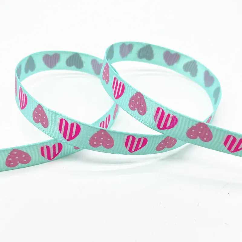 Ribbon Decoration Ribbon Supplies Grosgrain Ribbon Wrapping Ribbon Printed Heart Grosgrain Ribbons 5 Yards 10mm For Gift Wrapping Wedding Decoration Hair Bows DIY