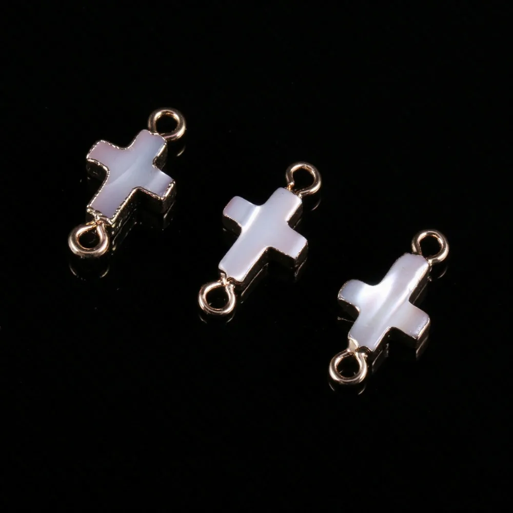 

Wholesale Shell Pearl Pendants Natural Cross-shaped Double Hole Connector for Diy Necklace Accessories for Jewelry Making9*17mm