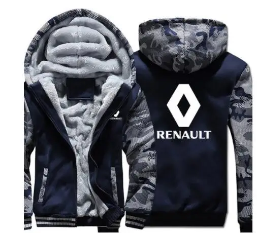Новое поступление, зимняя толстовка на молнии для Renault, топы для мужчин, теплое уплотненное пальто, толстовки, куртки, 5 цветов