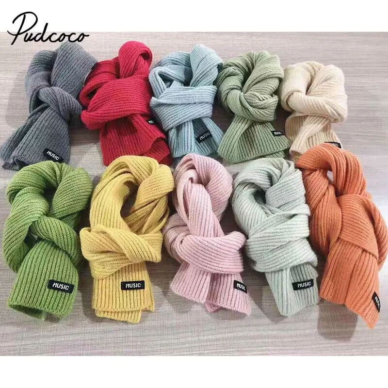 

Brand Kids Winter Scarf Candy Color Baby Scarf Boys Girls Unisex Warm Neck Warmer Scarves Knitting with Striped 10 Colors
