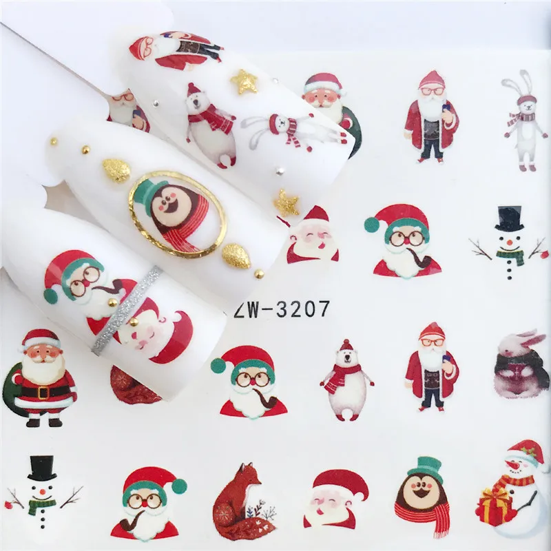 Новое поступление, наклейки для дизайна ногтей с рождественским рисунком, переводные наклейки из фольги с полным покрытием, сделай сам, украшения, рождественский подарок - Цвет: YZW-3207